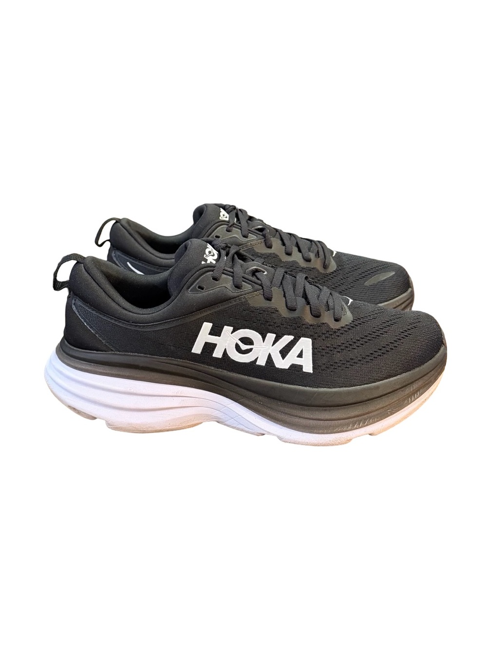 HOKA Bondi 8 Max-Cushion Running Shoes Women’s Size 10 B Black/White
